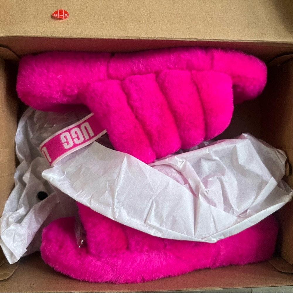 UGG Pink Fluffy Slippers